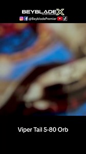 Introducing the Viper Tail Five Eighty Orb - a remarkable Stamina Type Beyblade released by Takara Tomy. 🔥💥🐍 This extraordinary Beyblade made its debut as the coveted prize Beyblade in the Random Booster Viper Tail Select. What sets the Viper Tail Five Eighty Orb apart is its innovative design. The ratchet 5-80 boasts a unique 5-blade configuration specifically optimized for stamina battles. But that's not all – it's worth noting that the Five Eighty is the tallest profile we've seen in the B