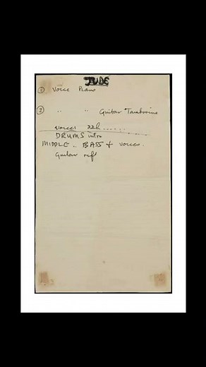 "Hey Jude" Original Notes, Handwritten by Paul McCartney