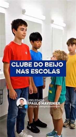 Delegado Paulo Mavignier on Instagram: "Caso "Clube do Beijo". Crlanç@s de 7 anos eram levadas ao banheiro na escola e c0ag1d@s a participar de comportamentos s3x /! @is sem entender o que estava acontecendo. Tudo sem supervisão. Isso não é brincadeira. É v10I A nola infantil. Sinais existem: medo da escola, choro, isolamento, mudança de comportamento. Se seu filho fala de "clubes", "segredos" ou "br1nc@d3ir@s estranhas", não ignore. Investigue. Criança não se toca, criança se protege! Curta, co