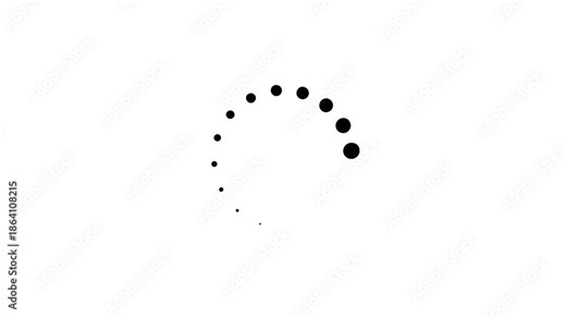 Loading indicator with decreasing dots in a semi-circle