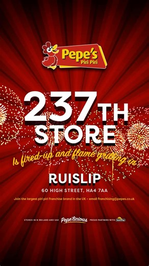 Pepe’s Piri Piri on Instagram: "Pepe’s is now open in Ruislip! We are proud to have opened store number 237 🥳 Our grills are fired up and ready for you now at 📍60 High St, HA4 7AA The team can’t wait to meet you!"