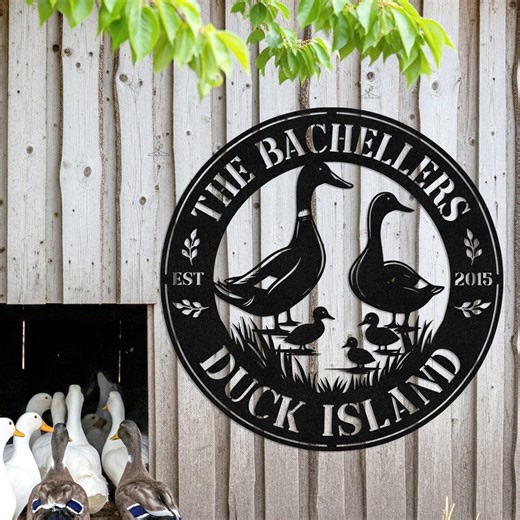Personalized Duck Farm Metal Sign, Custom Family Duck Island Wall Art, Farmhouse Outdoor Name Sign - Etsy