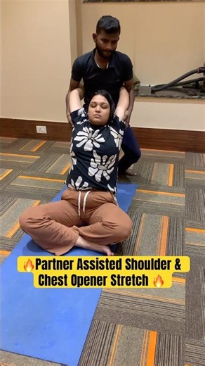 Release tight shoulders and open your chest with this simple partner stretch!”#shortsfeed #viral