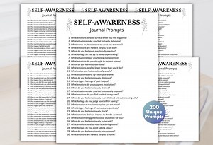 200 Self Awareness Writing Prompts, Journal Prompts, Emotional Triggers, Healing Journal, Self Reflection, Self Discovery, Self Care Journal - Etsy