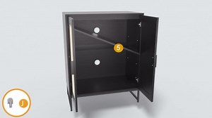 Buffet Cabinet with Storage, Boho Sideboard, Adjustable Shelves, Bathroom Storage, Natural Rattan Kitchen Buffet Table for Indoor Outdoor (Black-Wooden Legs, 3PCS)