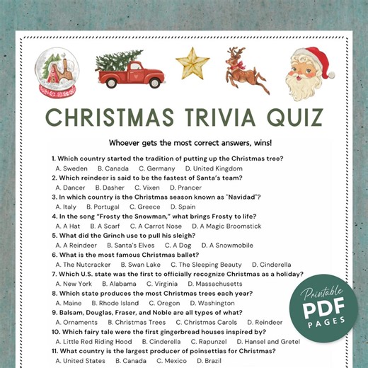 Christmas Trivia Game, Printable Xmas Trivia Quiz, Fun Christmas Games, Christmas Office Party Games, Winter Family Game, Holiday Trivia - Etsy Australia