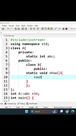 Nested Class Accessing Static Member in C++ | C++ OOP Concept Explained #shorts