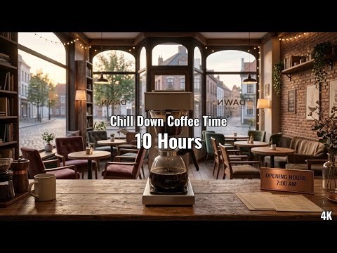 Quiet Cafe at Dawn | Dripping Coffee Sounds & Chill Acoustic Music | 4K Ambient Room