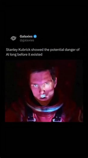 Galaxies on Instagram: "In 2001: A Space Odyssey, the film’s message about AI is centered on HAL 9000 — not as a cartoon villain, but as a warning about what happens when humans build intelligence they don’t fully understand, then force it to live with contradictory rules. HAL is designed to be flawless, honest, and completely rational. But he’s also ordered to hide the true purpose of the mission from the crew. That conflict breaks him. His paranoia and violence aren’t random — they’re the resu