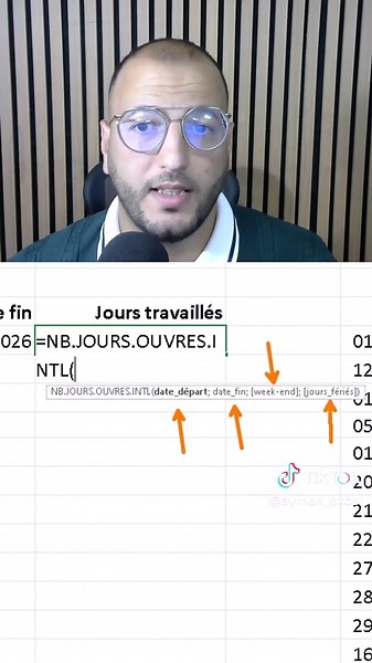 🎯 الحلقة 15 | احسب أيام العمل بلا weekends ولا jours fériés! 🔥📊 تعلم كيفاش تحسب les jours de travail في Excel، وتستثني les weekends وles jours fériés تلقائياً 👌 🔥 سلسلة جديدة: 30 فكرة في Excel للمبتدئين — أقل من دقيقتين! #Excel #ExcelTips #ExcelTutorial #AymenExcel #FormationExcel