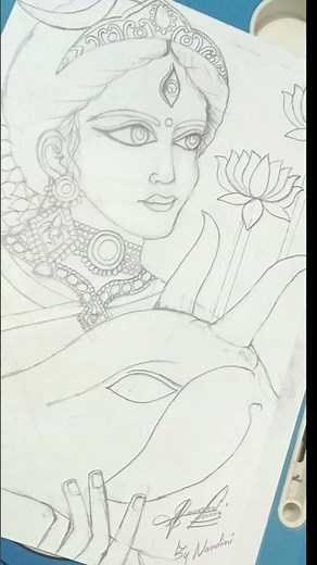Maa Shailputri beautiful art step by step sketch by loomis method #Navratri #maashailputridevi 🌺🙏🏻❤️