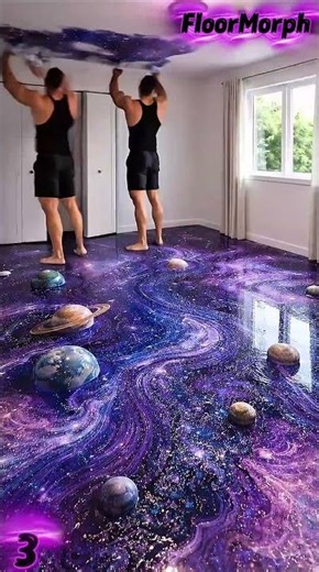 This 3D Galaxy Floor Doesn’t Even Look REAL 🤯✨| #epoxyfloor #satisfying #diy
