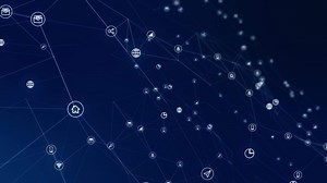 Motion graphic of Blue technology icon network connection abstract background concept seamless loop