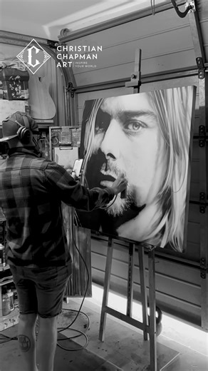 2.4K views · 187 reactions | Watch Christian create his original painting of Kurt Cobain  | Christian Chapman Art | Facebook