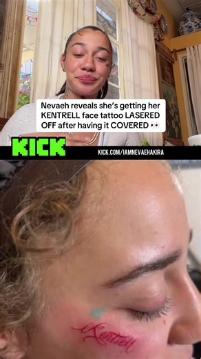 Nevaeh reveals she’s getting her KENTRELL face tattoo LASERED OFF after having it COVERED 👀 #nevaeh #fypシ゚viral #nbayoungboy #kickclips #nevaehakira