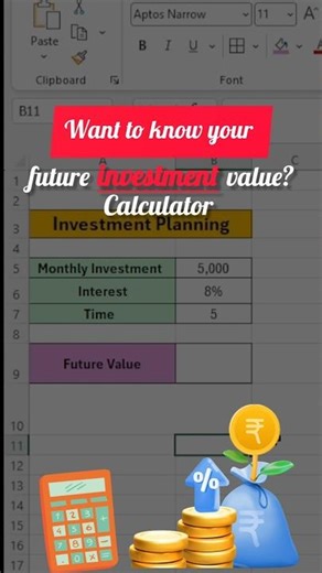 Calculate your future investment in Excel in just 10 seconds! 💰📊 #investsmart #excelformulas