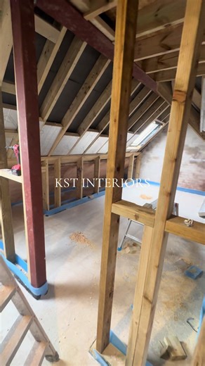 POV: You turned dead loft space into a luxury walk-in wardrobe 🤍✨ From bare rafters to bespoke storage with a statement mirror 🔥 This is how you maximise every inch of an attic. #LoftConversion #WalkInWardrobe #HomeTransformation #InteriorDesign #dreamcloset