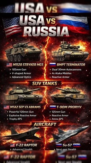 USA vs Russia Military Comparison 2026 | Tanks, Fighter Jets & Armored Vehicles