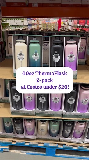 💦 NEW 40oz @ThermoflaskUSA Stainless Steel Insulated Water Bottle 2-pack at @Costco Wholesale for only $19.99! -Double-wall vacuum insulation keeps the bottle sweat-free and keeps liquids ice cold for up to 24 hours or piping hot for up to 12. Features: 18/8 food grade stainless steel BPA free Dishwasher safe Durable powder coat finish Removable protective bumper Leak-proof spout and straw lids for easy one-handed drinking or pouring Double wall, vacuum Insulated, keeps your drinks cold for up 