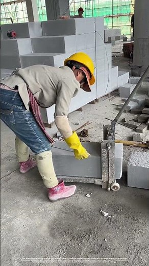 Measuring And Trimming AAC Concrete Blocks By Simple Construction Tool