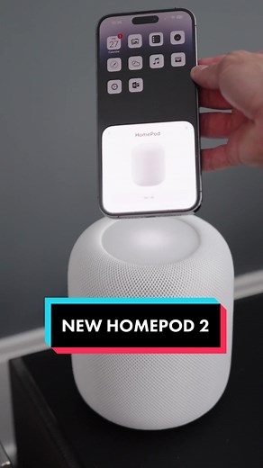 Here's the NEW HomePod 2. Slightly new design even though it looks very similar to the 1st gen. Higher fidelity audio and new sensors built in with Siri. Comes in either White or Midnight for $299 ($399 CAD). Unfortunately you can't stereo pair them with the 1st gen HomePod. 🎵 #apple #homepod2 #tech #technology #speakers #audio #tiktok #viraltech