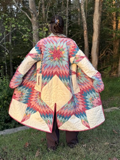 Rancher Style Quilt Coat Made From a Vintage Hand Stitched “exploding Star” Quilt - Etsy