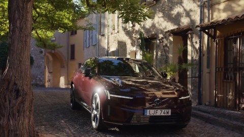 The new Volvo ES90 Exterior Design in Mulberry Red