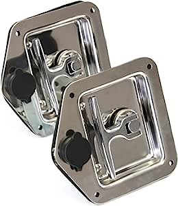 Red Hound Auto 2 Stainless Door Lock Trailer Toolbox RV T Tee Handle Latch 4-3/4 Inches x 4-7/8 Inches Keys
