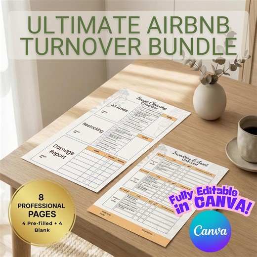 Airbnb Cleaning Checklist Bundle PDF Short Term Rental Inventory and Vacation Rental Host Essentials Property Management Tools - Etsy UK