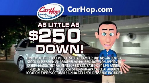 CarHop Auto Sales & Finance TV Spot, 'No Fees Ever: $250 Down'