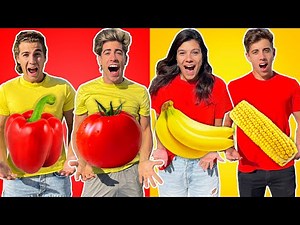 WHO EATS THE MOST RED AND YELLOW FOOD ??? (CHALLENGE)