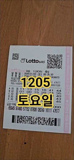 로또자동 1205회 토요일꺼 달려볼까요 🐎 해 2026년 대박나세요 ~