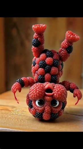 "Raspberry dancing into New Year 🍇💃 Cute baby raspberry party moves... Festive crunch & joy tingles🤯