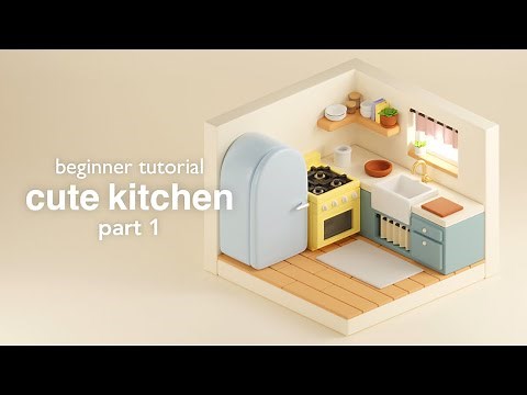 Cute isometric kitchen - Blender 3D beginner tutorial - Part 1