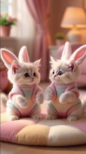 Two White Kittens in Bunny Dress Drinking Milk & Laughing | Super Funny Baby Kitten Comedy