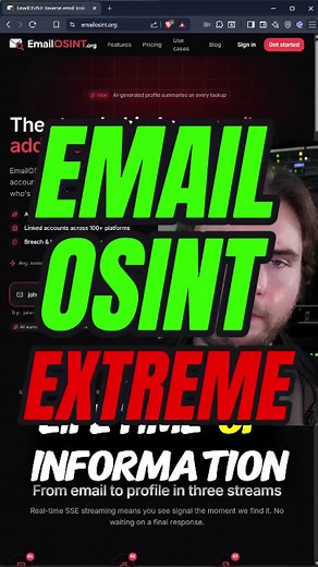 You only need 1 email to map a large part of someone's digital footprint. emailosint.org runs a reverse lookup that surfaces linked accounts, breach history, and infostealer log exposure in seconds. It requires 0 sign up and can be used by anyone right now. This is the same kind of recon OSINT investigators and red teamers use before phase one even starts. Believe me when I say that this is a very useful tool. If your email comes back dirty, that's an attack surface, so be sure to clean up what