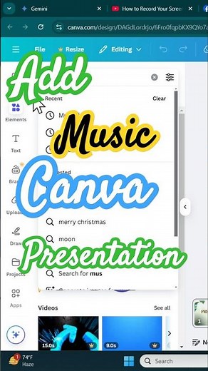 Add Music on Canva Presentation | #canva