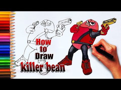 killer bean drawing | Easy drawing killer bean | Drawing tutorials