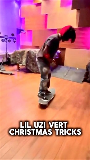 Berrics on Instagram: "Rapper @liluzivert must have been good all year 📅 cause Santa 🎅 delivered him a proper Fakie flip for Christmas 🎄 that he busted out inside his studio. We love seeing the progression of his skating even if it’s one IG clip at a time!! Keep it up Uzi 🫶🫶🫶. #❤️skateboarders #berrics #skateboardingisfun"