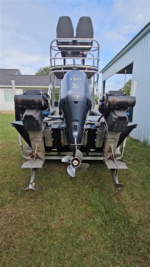 Capt-Jarrod and Capt-Tate Denise on Instagram: "FOR SALE 2020 Alweld 22' x 70" Bowfishing Boat. 2 Gatortail 2022 - 25 hp Honda's 200 hrs each and a 2022 150 hp Yamaha. All 3 motors on jack plates. Drive the outboard from the lower helm and the Gatortail's from the upper helm. 9" Lowrance and a 7" Lowrance, 210 qt built-in Gator Cooler, 6 Genesis Bowfishing Bows, Champion 2500 Generator, Skar soundbar. Turnkey. Everything works as it should. Water-ready. Call or message for more info. $40k Please