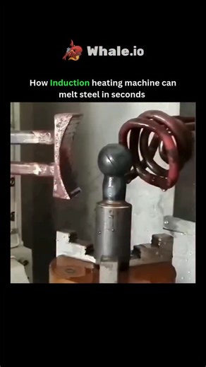 Knowledge Nexus on Instagram: "An induction heating machine melts steel in seconds by using an alternating current to create a powerful electromagnetic field, which in turn induces strong eddy currents within the steel. The resistance of the steel to these currents causes its temperature to rise rapidly due to the Joule effect (electrical energy converting to heat), causing it to melt in a very short amount of time. Dm for credit or removal 👏🏻🙏🏻 #viral #insane #tech #technology #induction #h