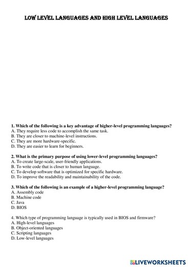 Low level and high level languages