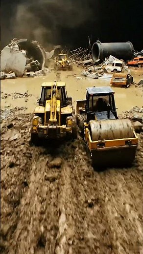 Heavy Equipment Extreme: Backhoe Jumps & Digs at Night! 🚧