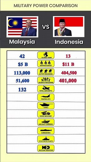 Malaysia vs Indonesia 🇲🇾🇮🇩 | Economy, Population & Military Comparison