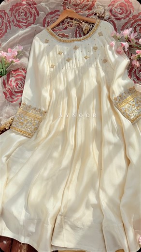 Aynoor on Instagram: "A special request deserves a special creation. Our client asked for an ivory outfit that feels graceful and exclusive, so we designed this luxury suit with a hand-painted dupatta to keep the look soft and artistic 🤍 The beauty is in the details—fine dapka,pitta work, nakshi, stones, beads, pearls, and sequins, all done by hand ✨ Every element is carefully placed on 100% pure fabric and finished with high-end designer stitching for a premium feel 👗 Made with patience. Desi