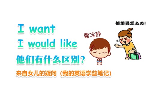 来自女儿的问题：“I want” 和 “I would like”有什么区别？