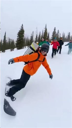 Snowboarder Gets Taken Down By His Own Gear #shorts #skiing #chaos