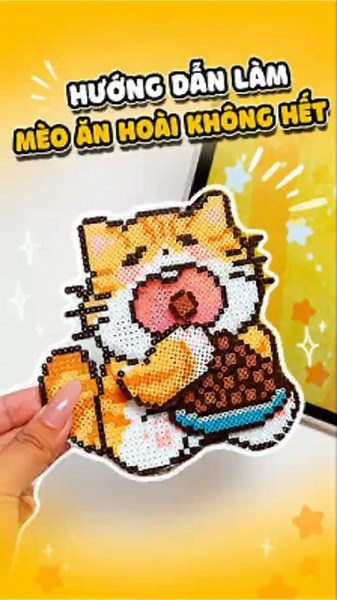 The Bottomless Hungry Cat Made from Perler Beads #diy #craft