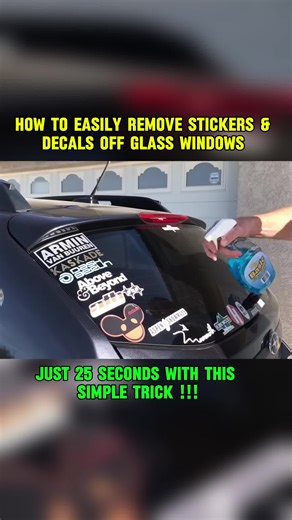 How to Easily Remove Stickers & Decals Off Glass Windows – Just 25 Seconds With This Simple Trick! #cars#blade#clean#viral #glass