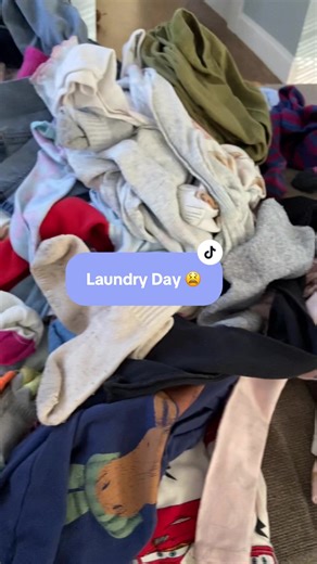 Why can’t laundry fold itself 😆😂🤦🏻‍♀️ #laundryday #kidslaundry #momtok #parentlife #fold